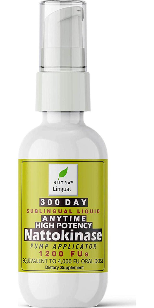 Anytime Nattokinase-High Potency-1,200 FUs (Equivalent to 4,000 FUs Oral Dose), Premium 300 DAY Sublingual Liquid Supplement --TAKE ANYTIME, NO FASTING OR EMPTY STOMACH REQUIRED!!