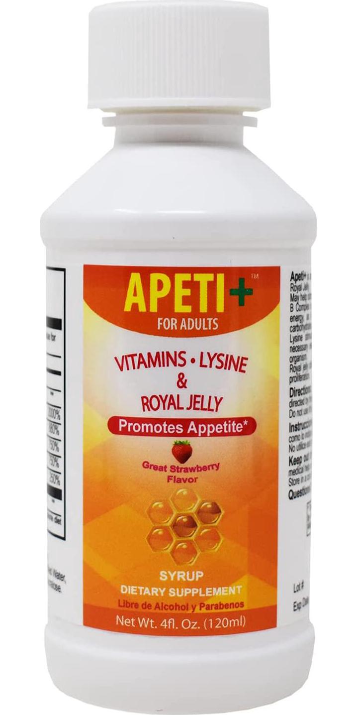 Apeti Plus Vitamins Lysine Royal Jelly Promotes Appetite Syrup for Adults (4oz)