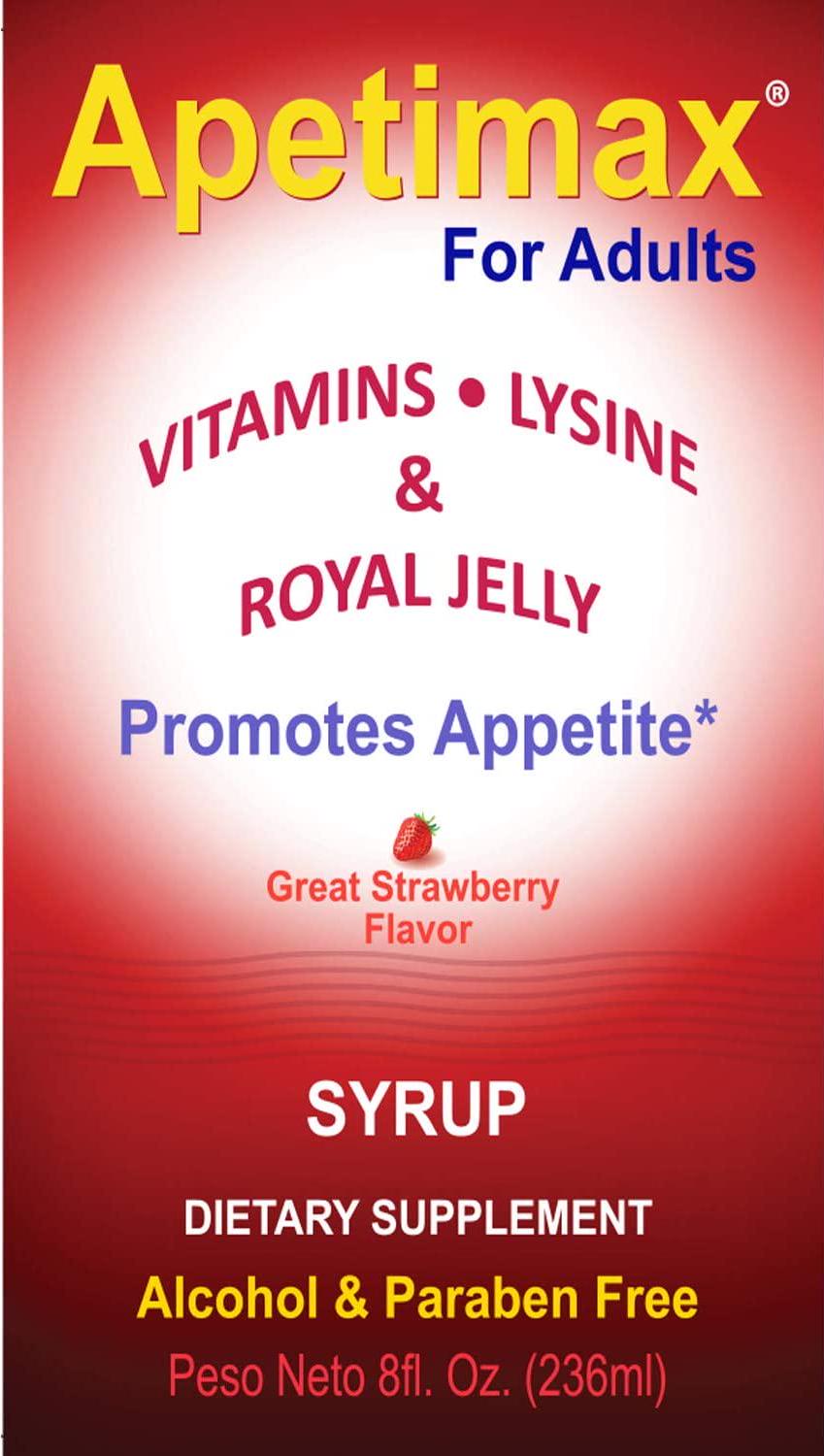 Apetimax Vitamins Lysine Royal Jelly Promotes Appetite Syrup for Adults and Kids (8oz)
