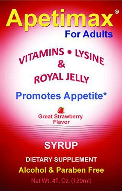 Apetimax Vitamins Lysine Royal Jelly Promotes Appetite Syrup for Adults and Kids (4oz for Adult)