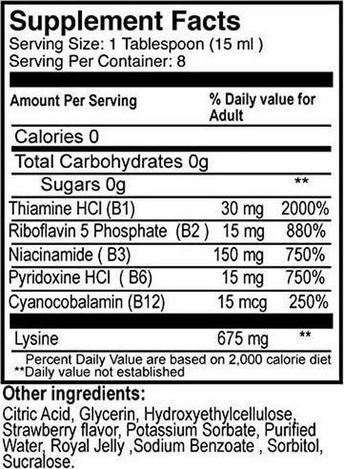 Apetimax Vitamins Lysine Royal Jelly Promotes Appetite Syrup for Adults and Kids (4oz for Adult)
