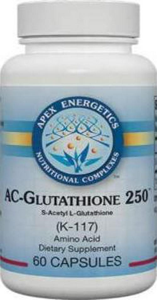 Apex Energetics AC-Glutathione 250 60ct (K-117) Supports antioxidant processes, 250 mg per Capsule of S-Acetyl L-glutathione for Greater Stability, bioavailability, and Digestive Comfort (250 mg)
