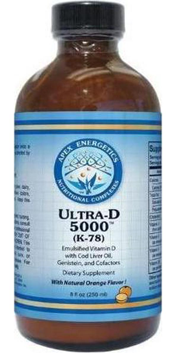 Apex Energetics Ultra-D 5000 (K-78) ~ Emulsified Vitamin D with Cod Liver Oil Genistein and Cofactors