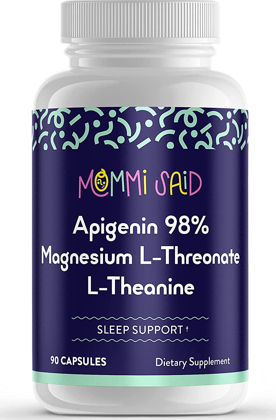 Apigenin Supplement with Magnesium L-Threonate, and L-Theanine - Sleep Support - Promotes Muscle Relaxation - Mood Enhancing - 90 Capsules - Made and Tested in The USA