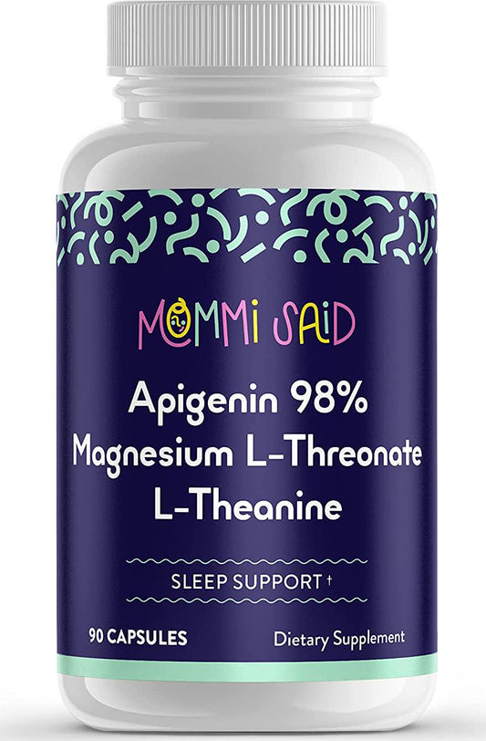 Apigenin Supplement with Magnesium L-Threonate, and L-Theanine - Sleep Support - Promotes Muscle Relaxation - Mood Enhancing - 90 Capsules - Made and Tested in The USA