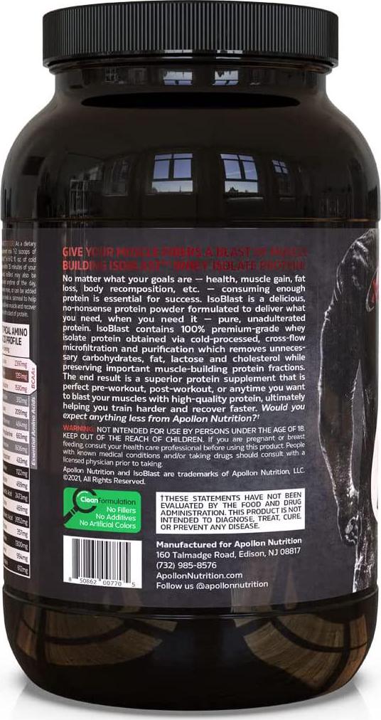 Apollon Isoblast | Isoblast - 100% Pure Whey Isolate Protein, Recovery, BCAA, EAA, Muscle Building | (Vanilla Ice Cream)