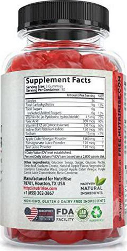 Apple Cider Vinegar Gummies with The Mother: High Potency 1500 mg - Supports Weight Management for Women and Men, Digestive and Wellness Formula