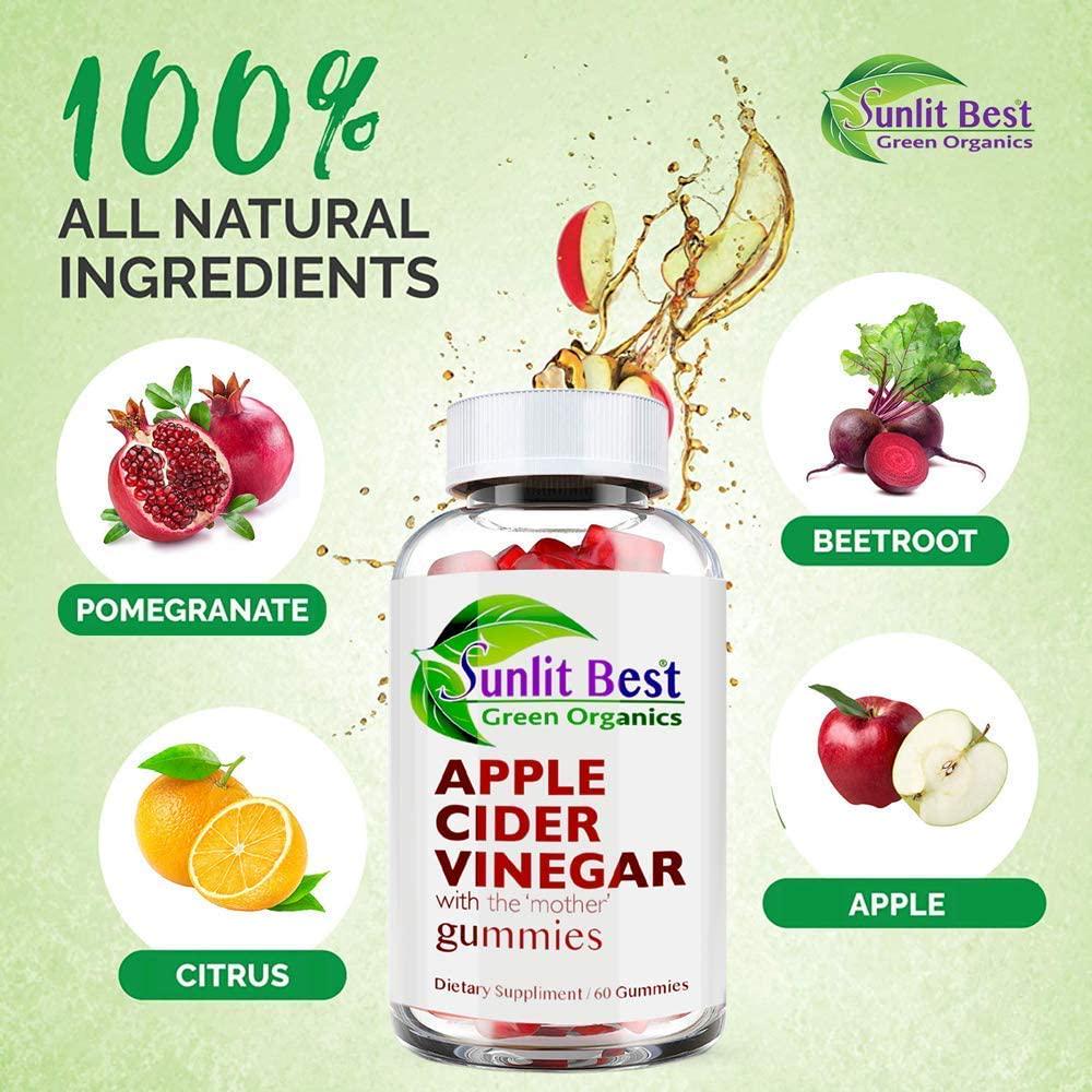 Apple Cider Vinegar Vitamins with The Mother, Delicious Immunity, Gluten Free Detox, Vegan, 100% Natural, Non-GMO, No Soy, No Gelatin, B12, B6, Beet, Carrot and Pomegranate - 1 Month Supply