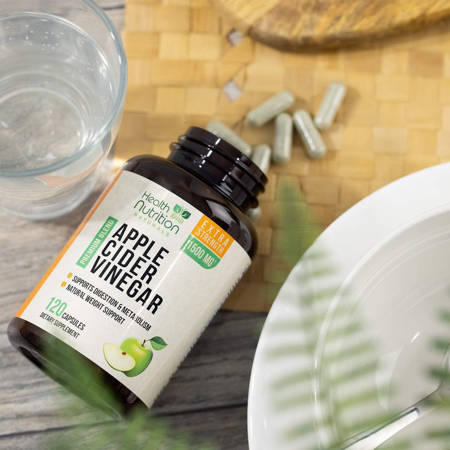 Apple Cider Vinegar Capsules - 1500mg Extra Strength Complex with Non-GMO ACV Capsules - Naturally Sourced Vegan Raw Apple Cider Vinegar for Digestion Support and Keto - 120 Capsules