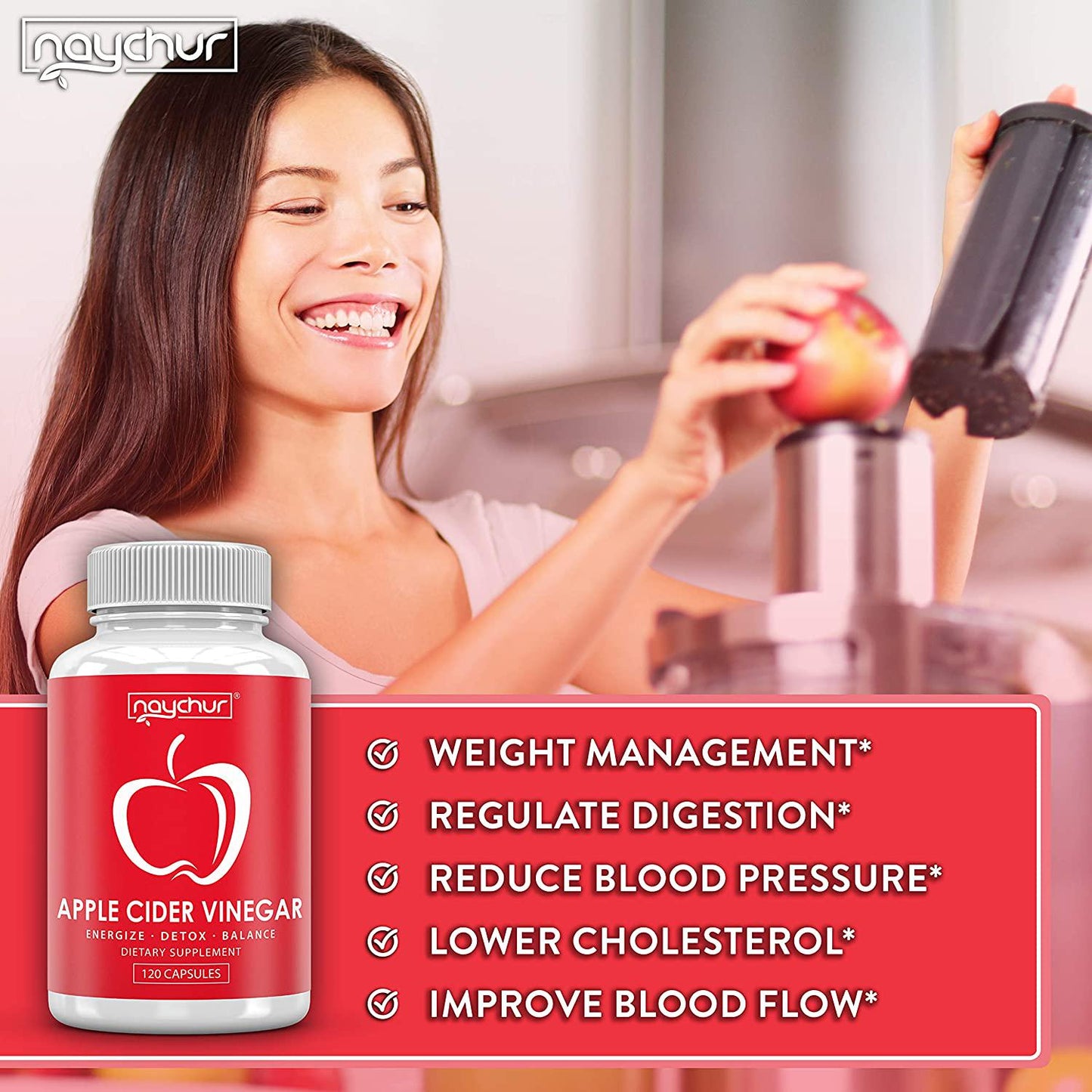 Apple Cider Vinegar Capsules - Detox Cleanse Diet Pills That Work Fast For Women Men Support Weight Management Metabolism Hunger Appetite Control - Natural Bloating Relief Supplements ACV Capsules