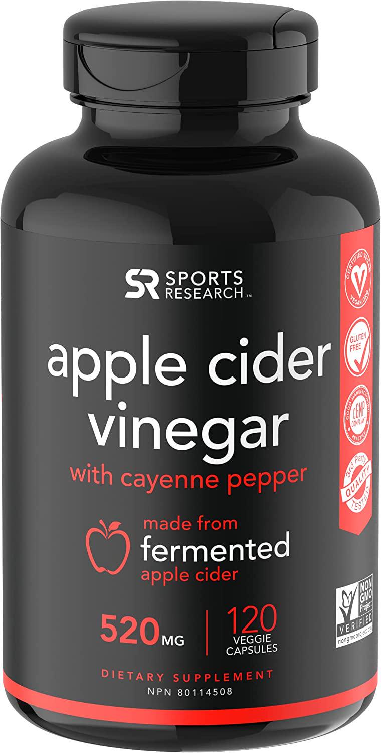 Apple Cider Vinegar Pills with Cayenne Pepper | Made from Organic Fermented Apple Cider | Non-GMO Project Verified and Vegan Certified (120 Veggie Capsules)