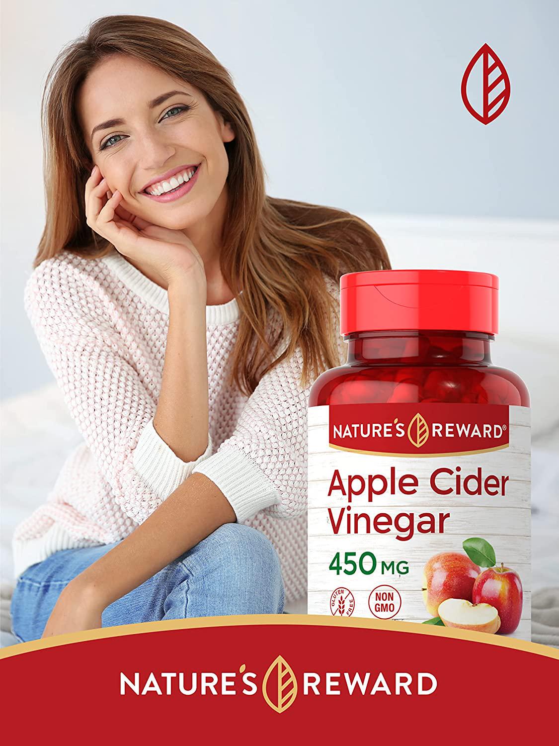 Apple Cider Vinegar Capsules - 120 Count - Non-GMO and Gluten Free Supplement - Nature&#039;s Reward
