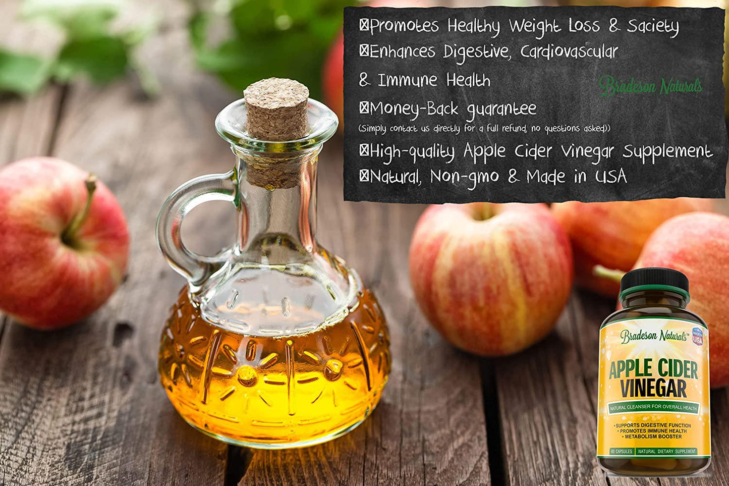 Apple Cider Vinegar Veggie Capsules - Natural Weight Loss, Detox, Digestion and Circulation Support Powerful 1300mg Cleanser, Premium - Non-GMO Supplement Made in USA