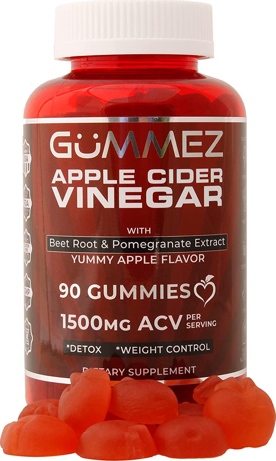 Apple Cider Vinegar Gummies - 90 Count, 1500mg. Gummez ACV Gummies Support ACV Detox, Healthy Weight and Energy and Taste Great Compared to Pills, Capsules, Tablets