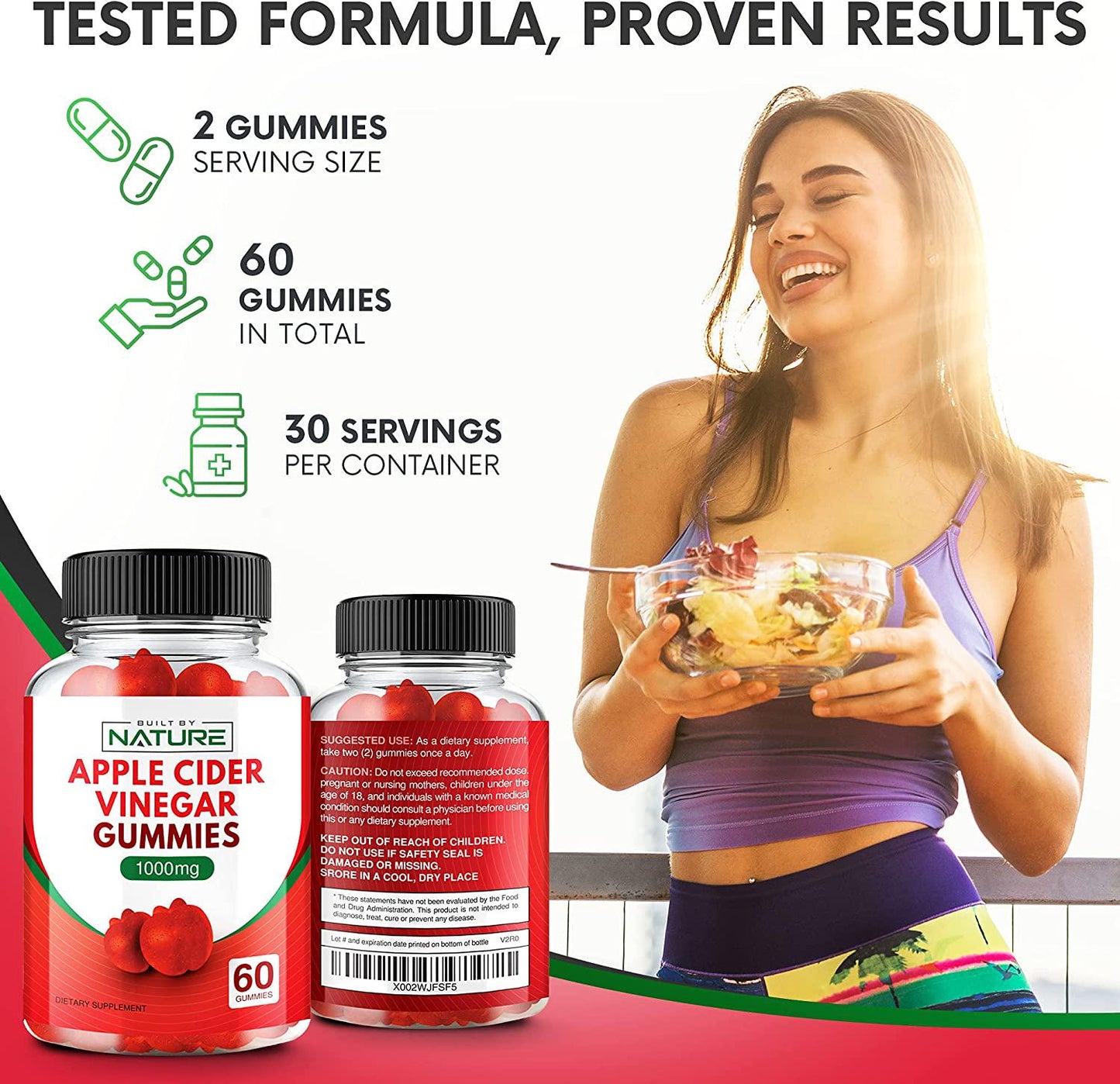 Apple Cider Vinegar Gummies 1000mg ACV from The Mother with Folic Acid, Vitamin B12, Beetroot, and Pomegranate, Chewable Apple Cider Gummy for Cleanse, Digestion, and Energy, Apple Flavor, 60 Gummies