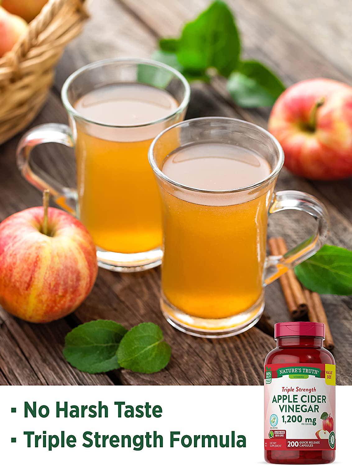 Apple Cider Vinegar Capsules | 600mg | 200 Pills | Value Size | Vegetarian, Non-GMO, Gluten Free | by Nature's Truth