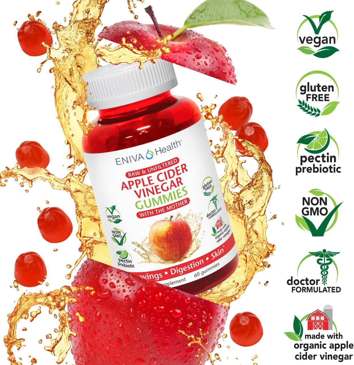 Apple Cider Vinegar Gourmet Gummy Vitamins 2 Pack 120 Ct USDA Organic ACV Vegan Gluten Free Non-GMO with The Mother B9 B12 Beetroot Pomegranate Weight Loss Energy Curb Cravings Detox Cleanse Immunity