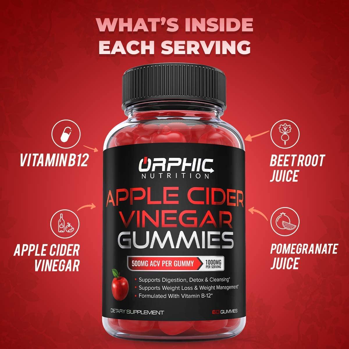 Apple Cider Vinegar + Vitamin C Gummies - Formulated to Support Healthy Weight, Normal Energy Levels and Gut Health* - Made up of Vitamin C Antioxidants for Adults and Kids*