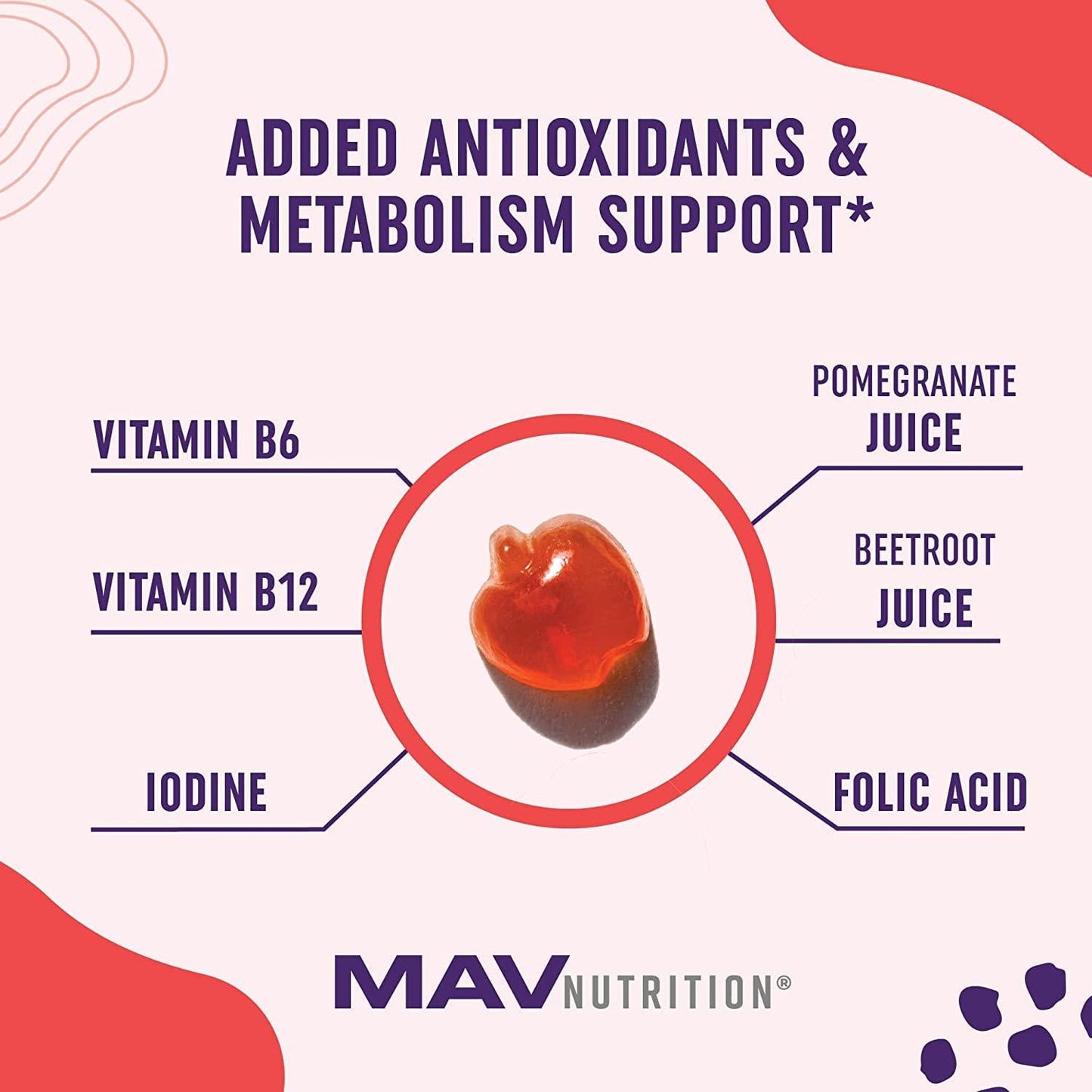 Apple Cider Vinegar Gummies with Vitamin B6, B12 and Folic Acid | for Cleansing, Metabolism, Energy Boost and Immunity Dietary Supplement | 60 ACV Gummies with The Mother