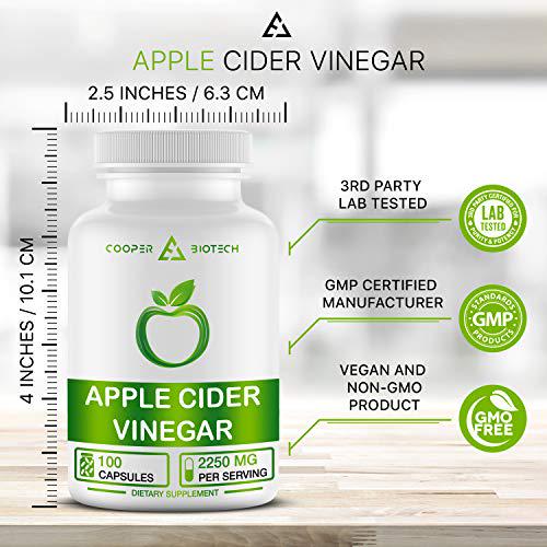 Apple Cider Vinegar Capsules - 100 Capsules 2250 MG - Organic Apple Cider Vinegar Pills for Cleanse and Detox - ACV Supplement for Immune System