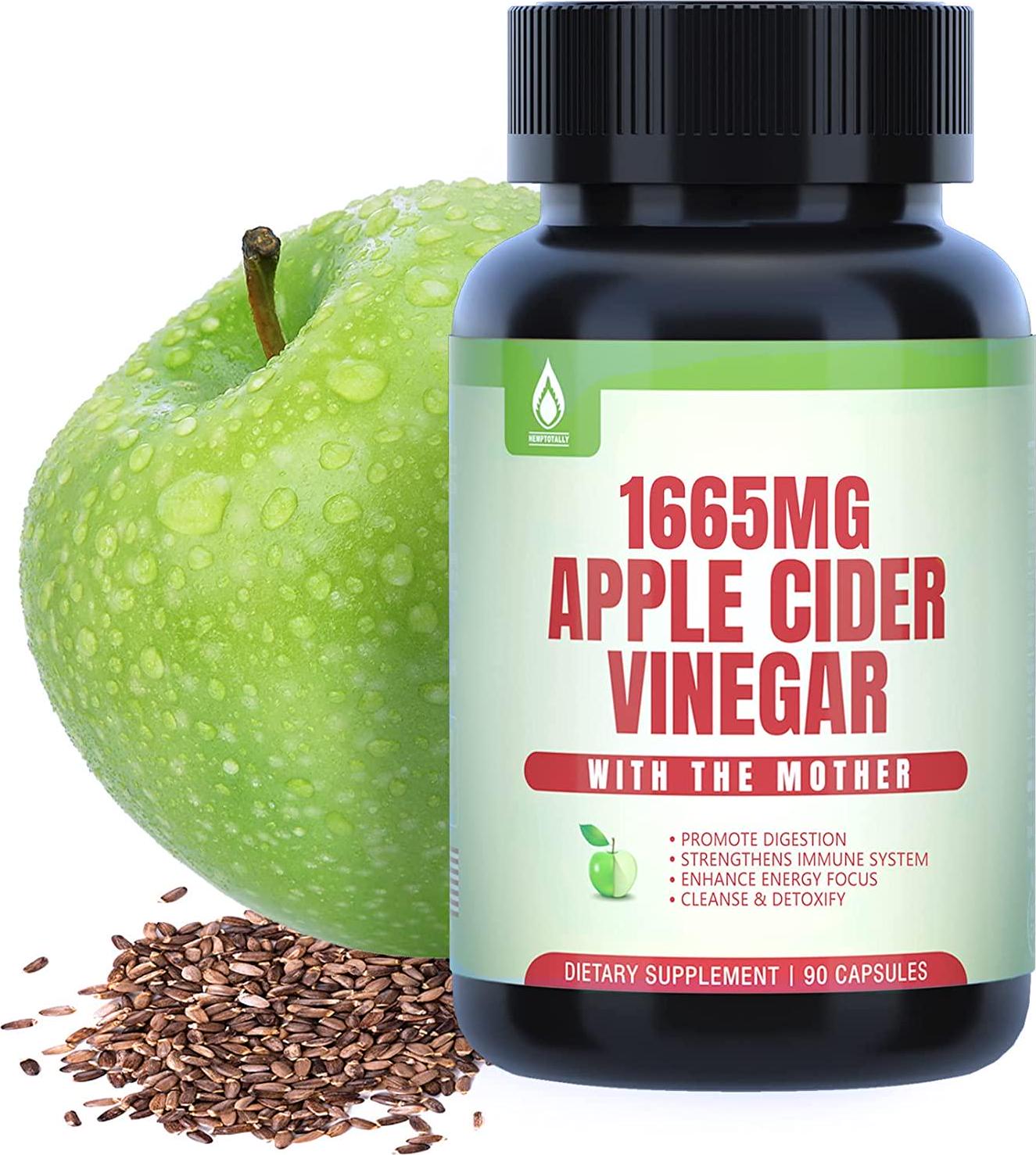 Apple Cider Vinegar Capsules with The Mother, New Formula with Milk Thistle Seed, Ginger Root, for Immune Support, Liver Health, Energy Boost, Shaping Management, Non-GMO, Sugar-Free, 90 Capsules