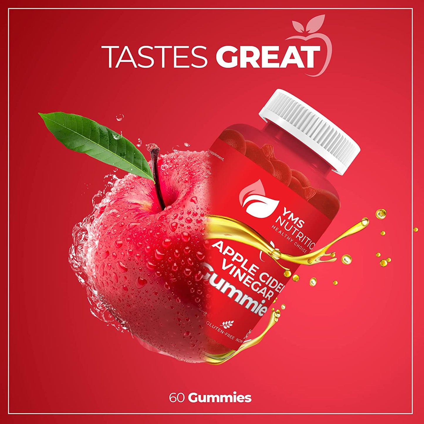 Apple Cider Vinegar Gummies 1000mg, Vitamins B9 and B12, Helps Weight Control and Detox, Beetroot and Pomegranate Extract, Provides Fast Energy Boost, Tastes Great (Count 60) (Pack of 1)