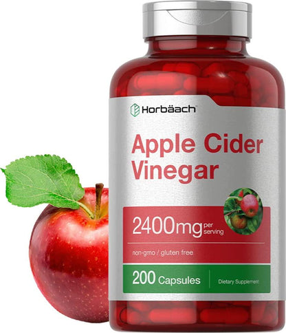 Apple Cider Vinegar Capsules | 2400mg | 200 Pills | Non-GMO, Gluten Free Supplement | by Horbaach