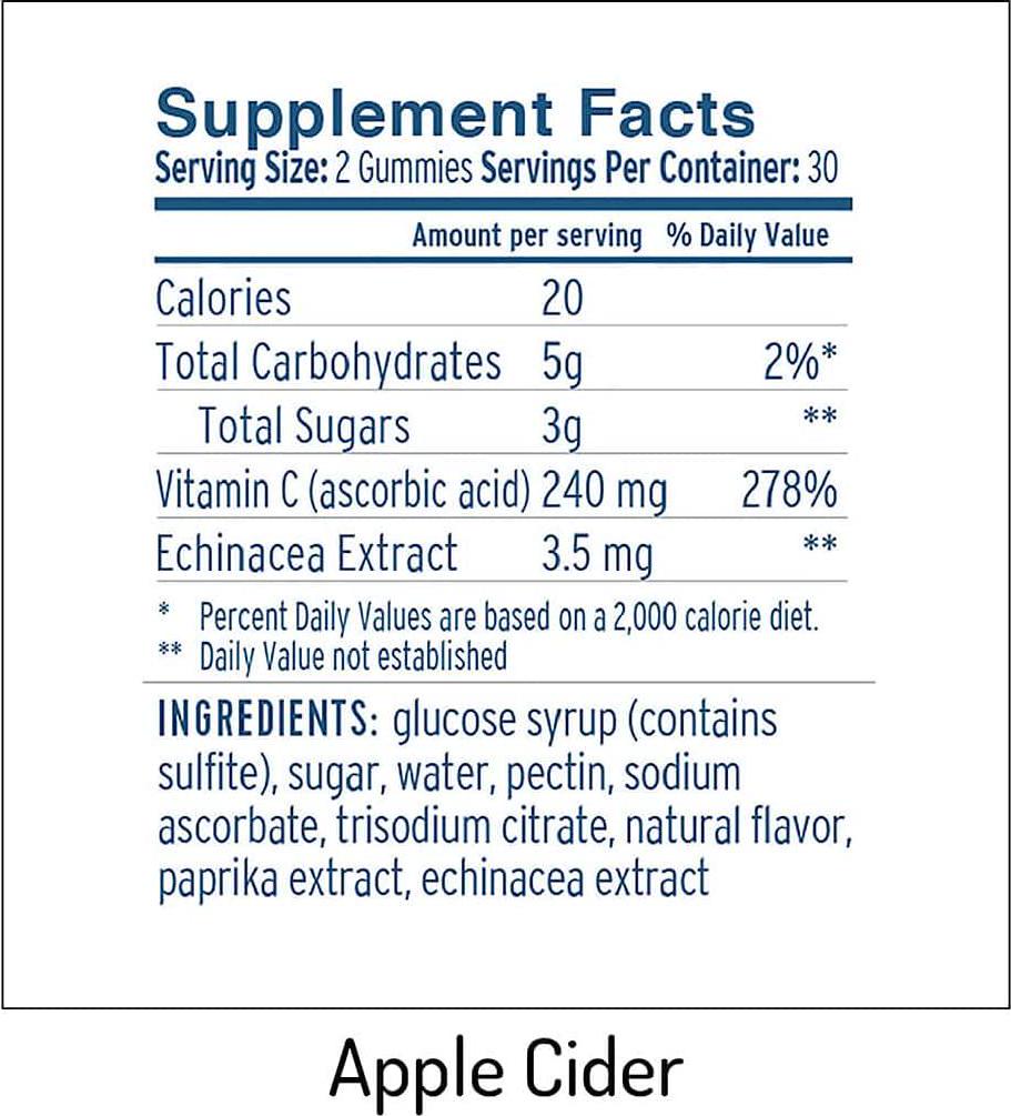 Apple Cider Vinegar Gummies from LifeToGo - No Pucker Apple Flavor Packed with 500 mg of Apple Cider for Immunity and Detox - 30 Day Supply of 60 Total Oral Gummies.
