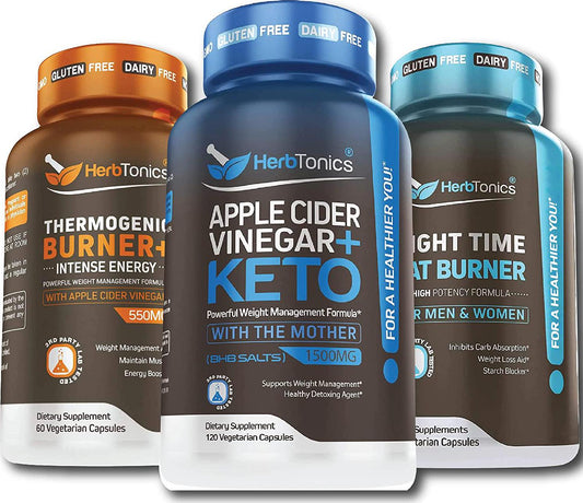 Apple Cider Vinegar Plus Keto with Burner + Weight Loss Pills Fat Burner for Night Time + Thermogenic Fat Burner
