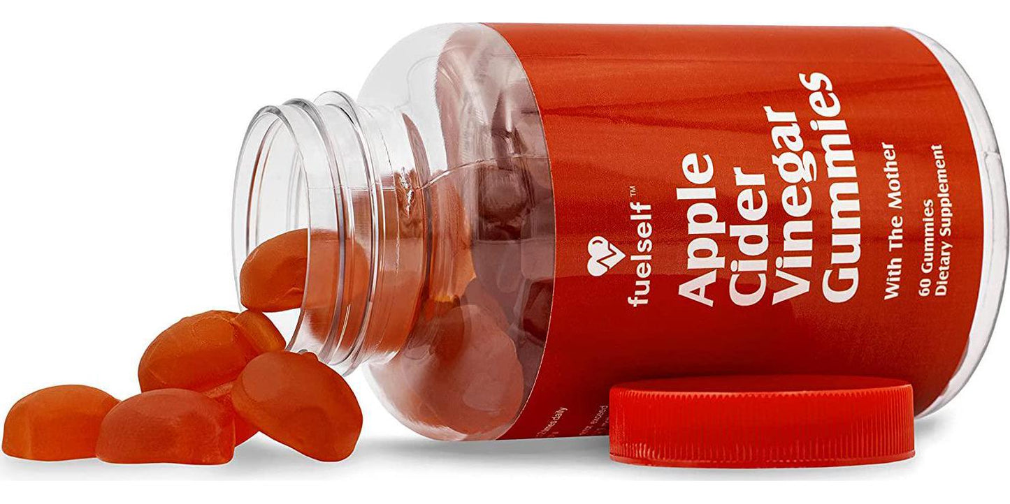 Apple Cider Vinegar Gummy Vitamins with The Mother by FuelSelf, 1 Pack, 60 Count :: Weight Loss, Immunity, Detox :: Vegan, Gluten-Free, Vitamin B6, B12, Pomegranate, Beet Root