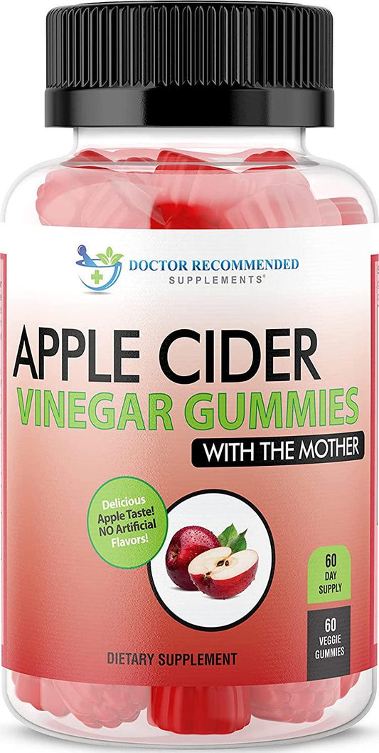 Apple Cider Vinegar Gummy Vitamins - 60 Day Supply of Apple Cider Vinegar Gummies with The Mother, B9, B12, Gluten-Free, Vegan, Non-GMO ACV for Immunity and Boost Energy, Delicious Apple Flavor