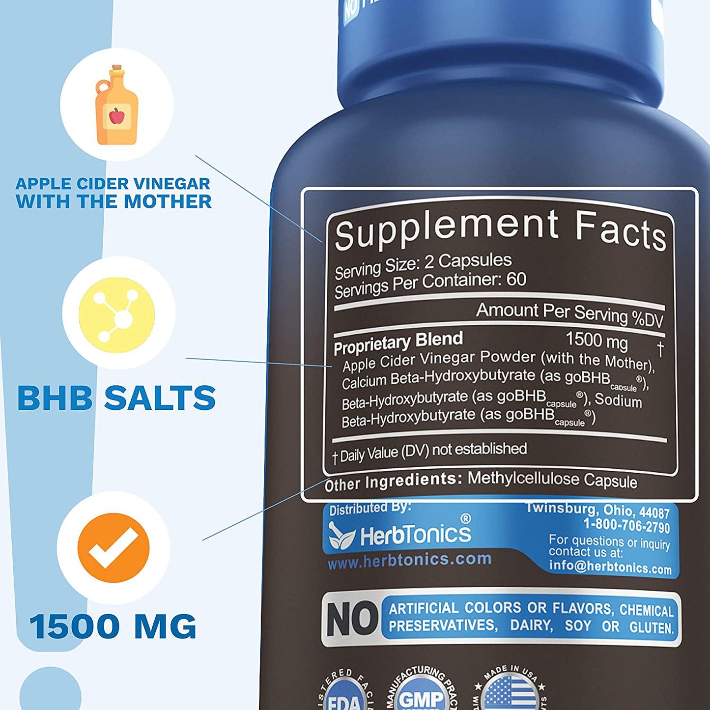 Apple Cider Vinegar Capsules Plus Keto BHB | Fat Burner and Weight Loss Supplement for Women and Men | Appetite Suppressant | 120 Vegan Diet Pills