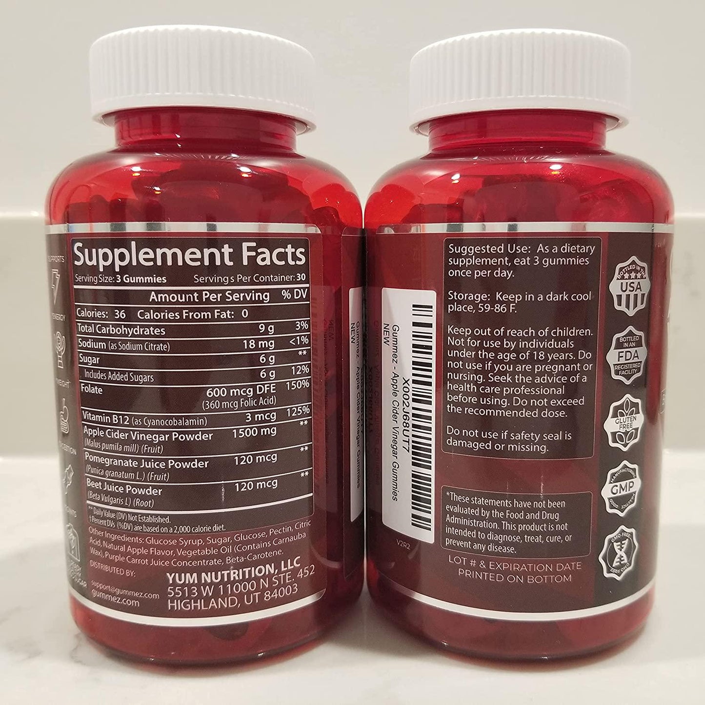 Apple Cider Vinegar Gummies - 90 Count, 1500mg. Gummez ACV Gummies Support ACV Detox, Healthy Weight and Energy and Taste Great Compared to Pills, Capsules, Tablets