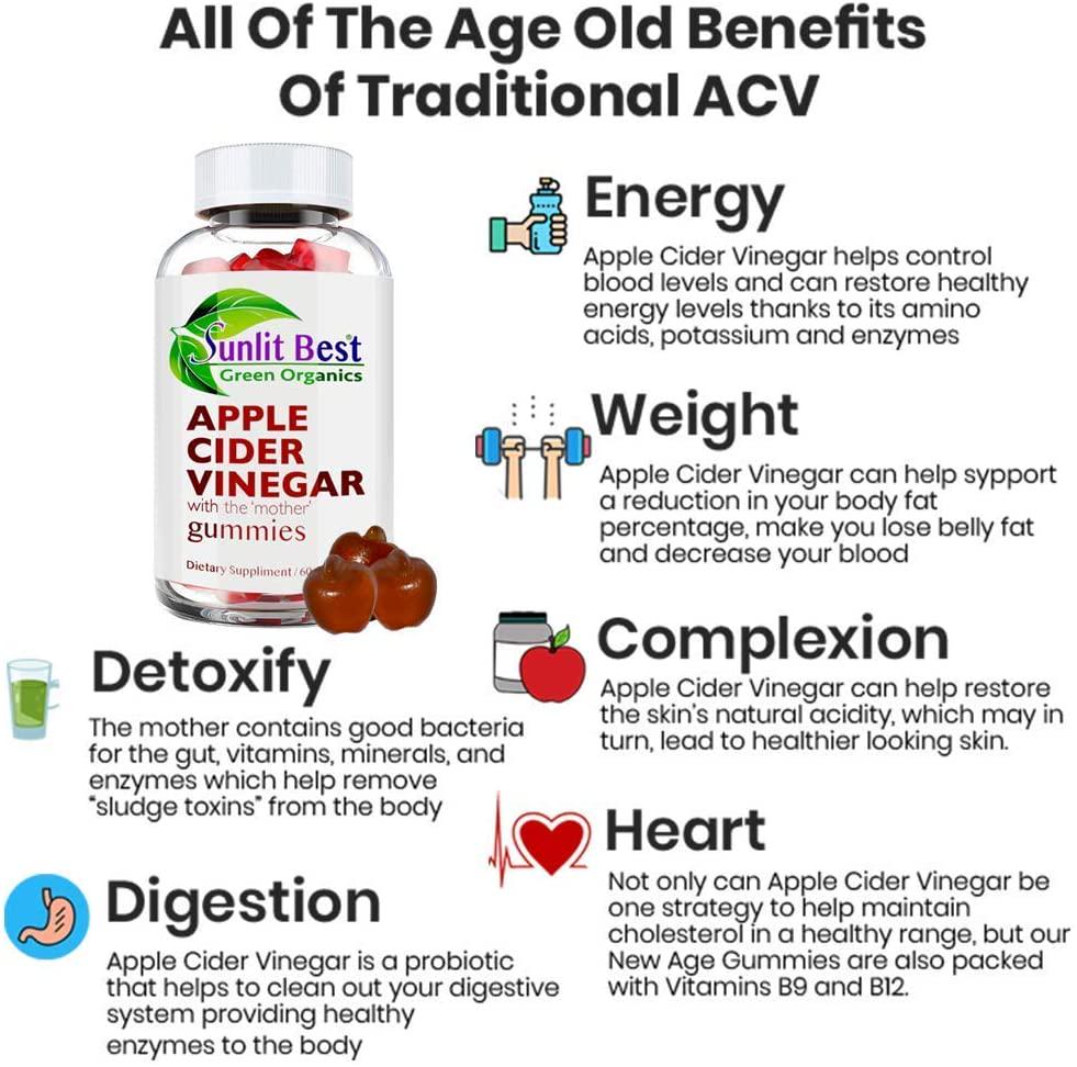 Apple Cider Vinegar Vitamins with The Mother, Delicious Immunity, Gluten Free Detox, Vegan, 100% Natural, Non-GMO, No Soy, No Gelatin, B12, B6, Beet, Carrot and Pomegranate - 1 Month Supply