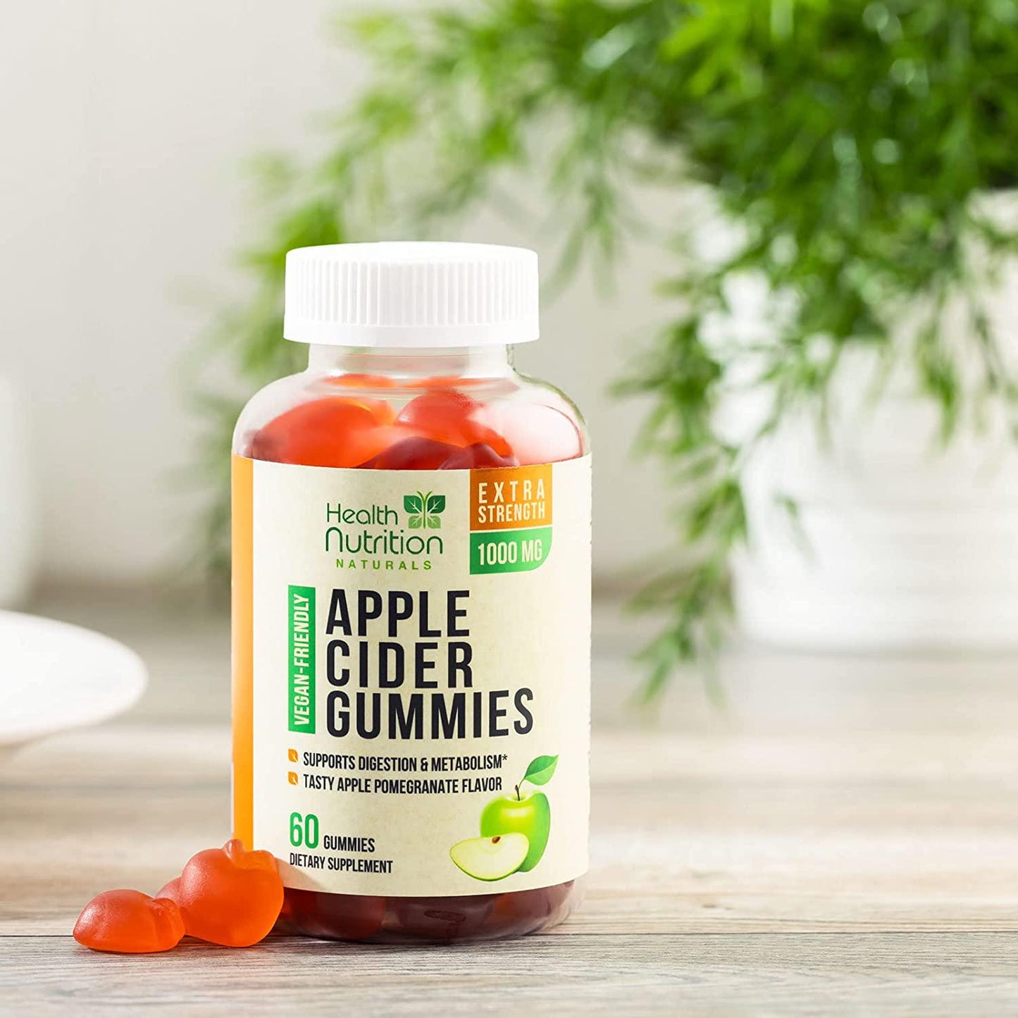 Apple Cider Vinegar Gummies for Health Support and Cleanse 1000mg - Delicious Natural ACV Gummy Vitamins - Folic Acid, Beet Juice, Pomegranate - Non-GMO - 60 Gummies