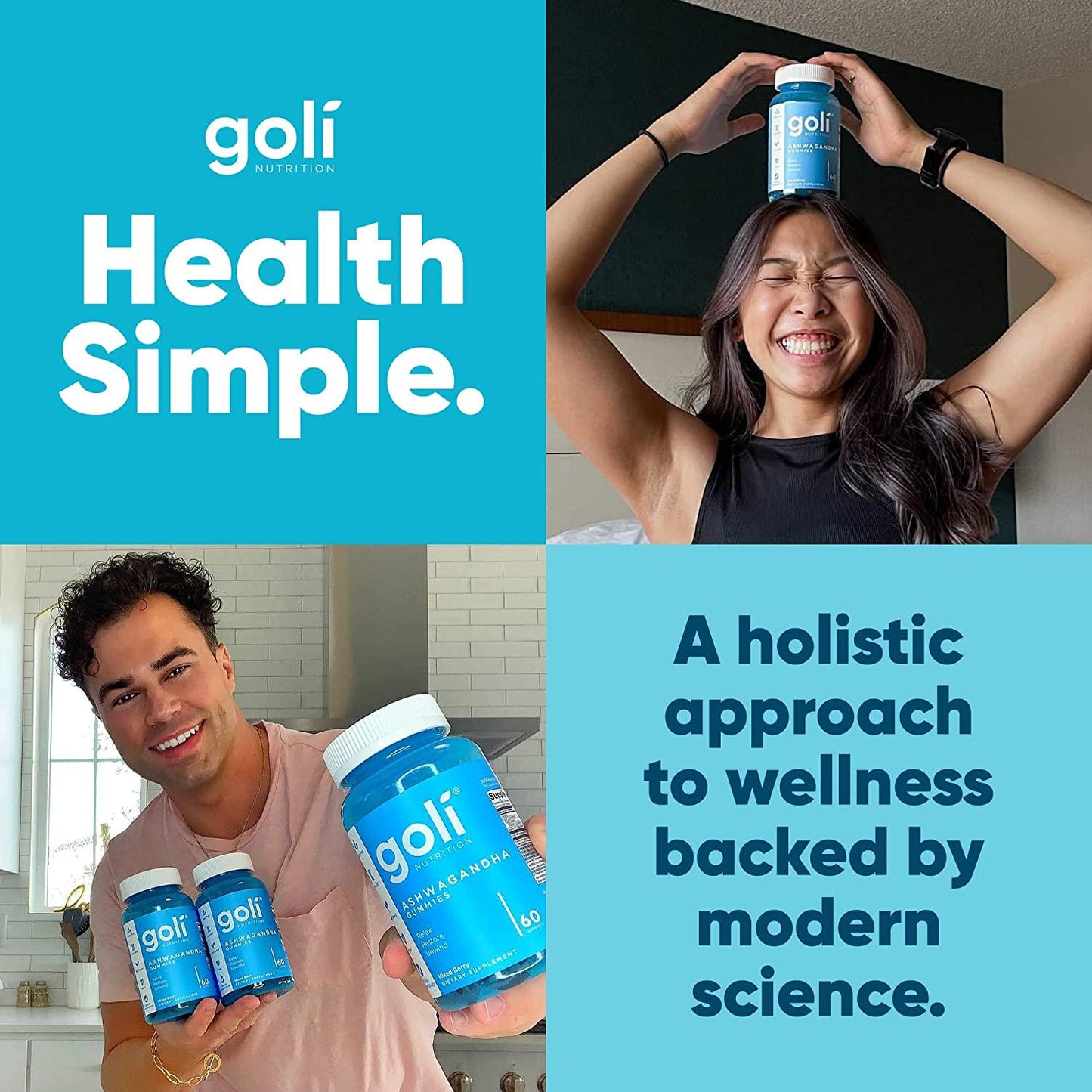 Apple Cider Vinegar Gummy Vitamins and ASHWA Vitamin D Gummy by Goli - Immunity and Detox - Apple Cider, Ashwagandha and Vitamin D Gummies