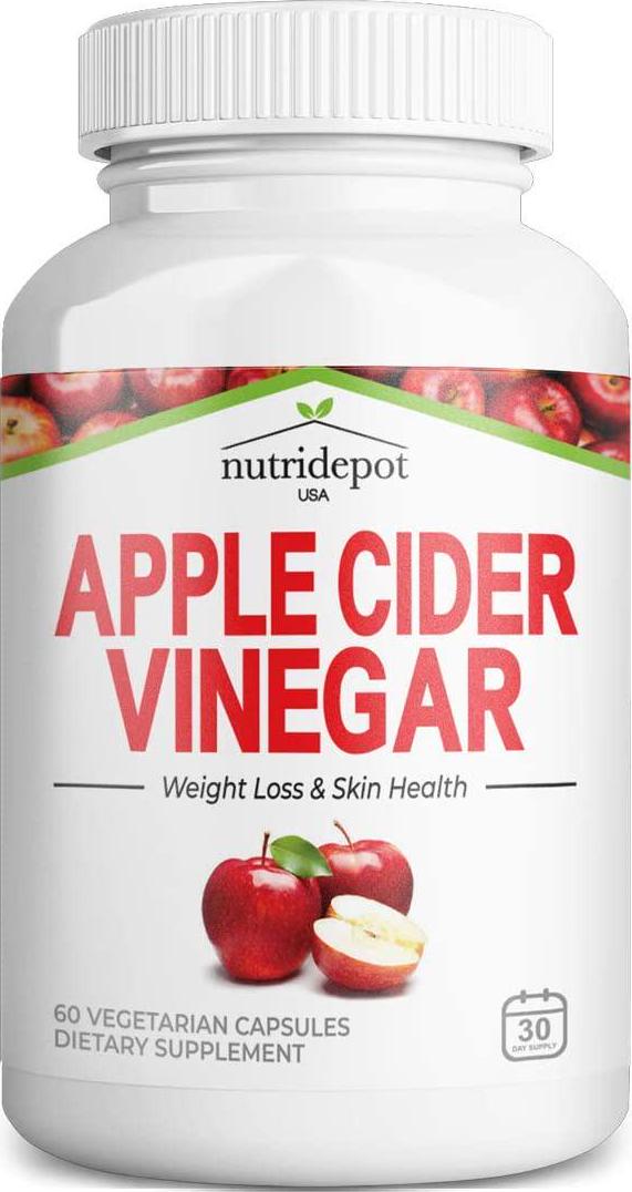 Apple Cider Vinegar Capsules with Vitamin C - 1000mg per Serving - Supports Healthy Weight, Keto, Digestion, Skin and Gut Health, Detox, Immune * - 60 Vegetarian Capsules