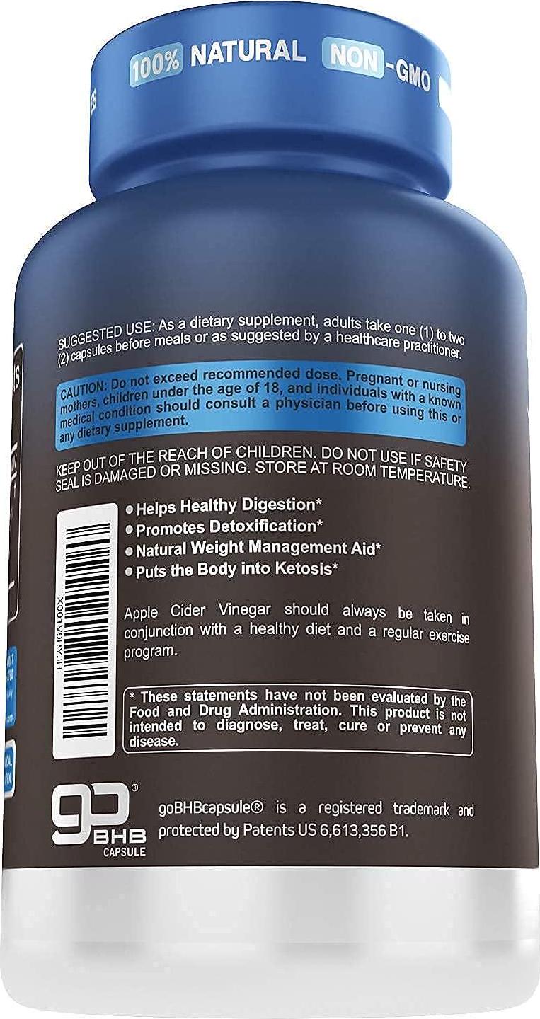 Apple Cider Vinegar Capsules Plus Keto BHB | Fat Burner and Weight Loss Supplement for Women and Men | Appetite Suppressant | 120 Vegan Diet Pills