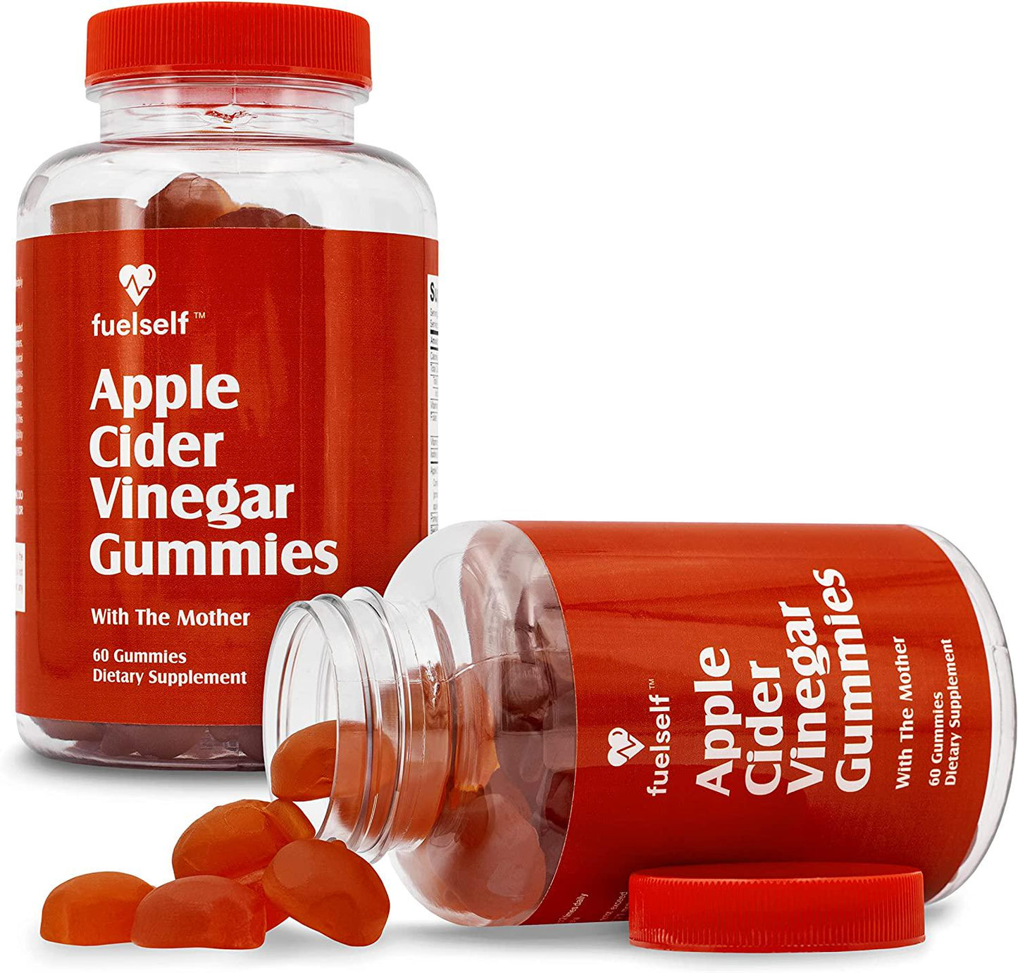 Apple Cider Vinegar Gummy Vitamins with The Mother by FuelSelf, 1 Pack, 60 Count :: Weight Loss, Immunity, Detox :: Vegan, Gluten-Free, Vitamin B6, B12, Pomegranate, Beet Root