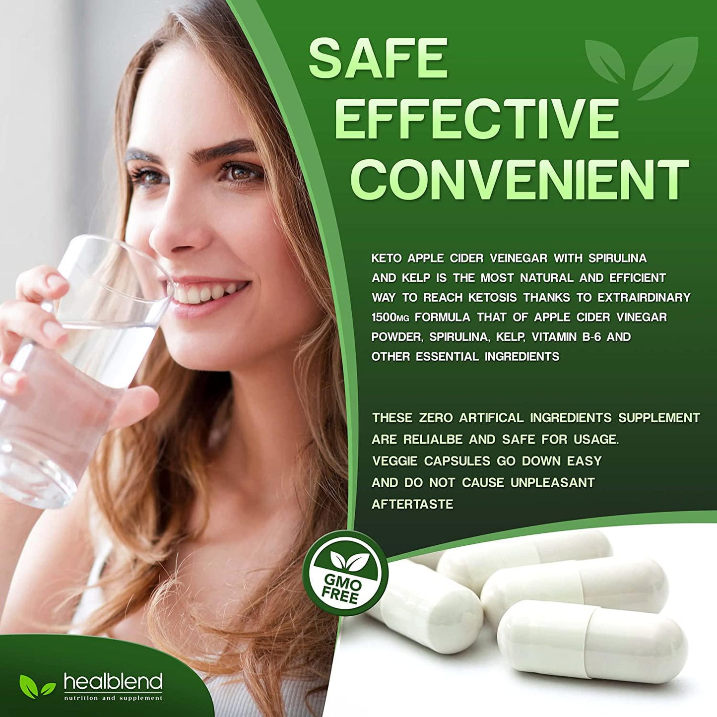 Apple Cider Vinegar with Spirulina and Kelp Dietary Supplement - Metabolism, Detox and Immune Support Formula - Keto Diet Pills for Women Men, 120 Capsules