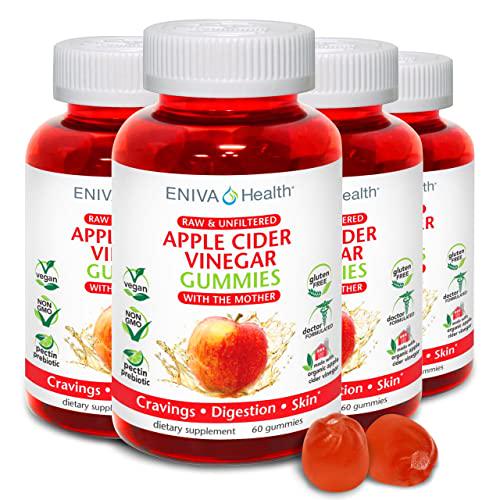Apple Cider Vinegar Gourmet Gummy Vitamins 4 Pack 240 Ct USDA Organic ACV Vegan Gluten Free Non-GMO with The Mother B9 B12 Beetroot Pomegranate Weight Loss Energy Curb Cravings Detox Cleanse Immunity