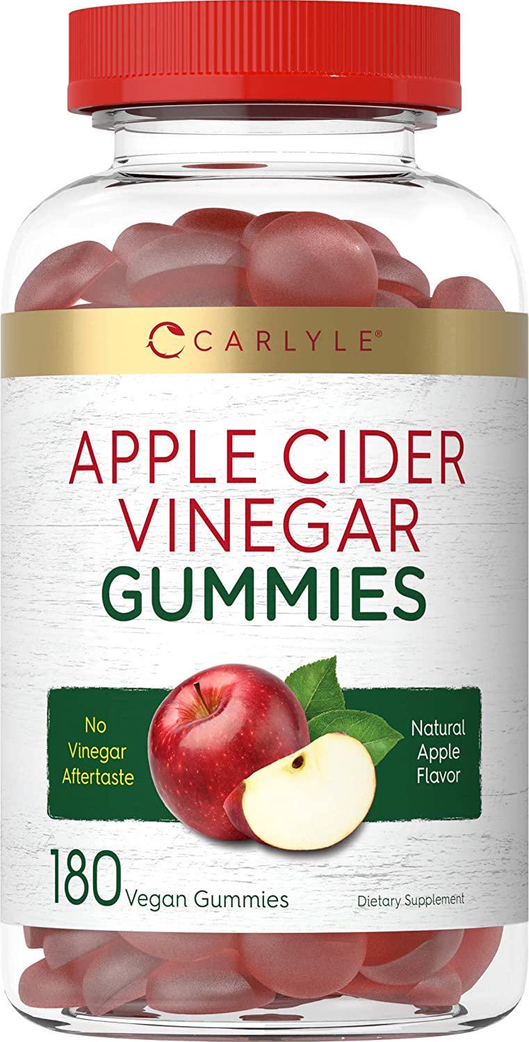 Apple Cider Vinegar Gummies | 180 Count | Natural Apple Flavor | Vegan, Non-GMO, Gluten Free | ACV Supplement | by Carlyle
