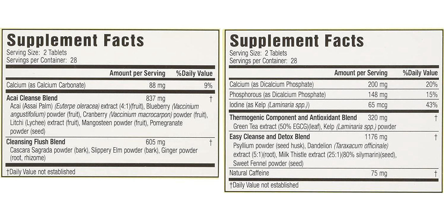 Applied Nutrition 14-Day Acai Berry Cleanse + 14-Day Fat Burn Cleanse, Value Pack 56 Tablets per Bottle