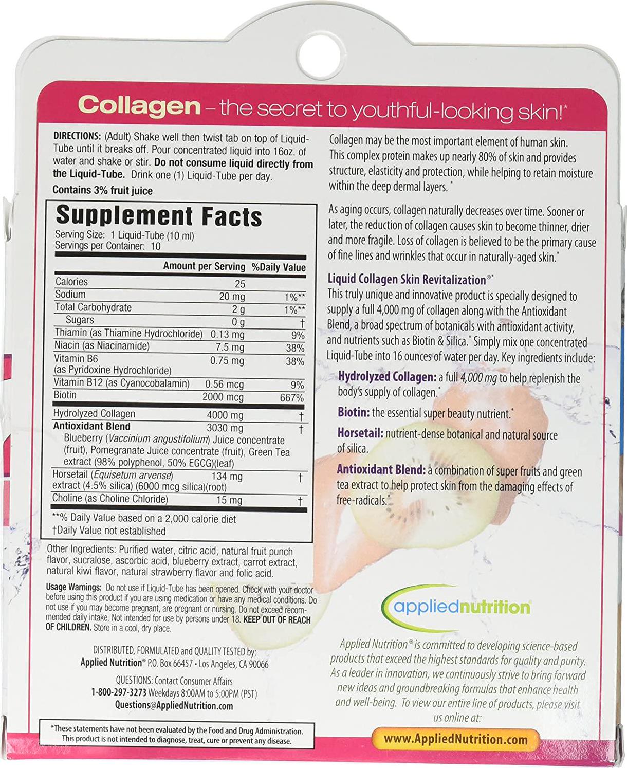 Applied Nutrition Liquid Collagen Skin Revitalization 10 Count 3.35 Fl Ounce