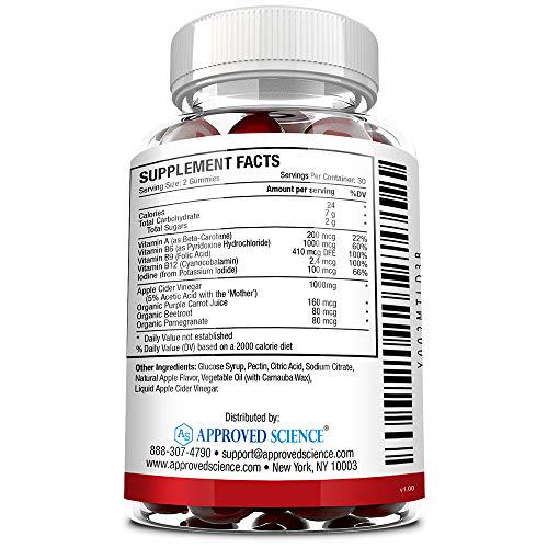 Approved Science Apple Cider Vinegar Gummies with Mother 1000mg - Boost and Support - Vegan, Non-GMO, Made in USA - 60 Gummies