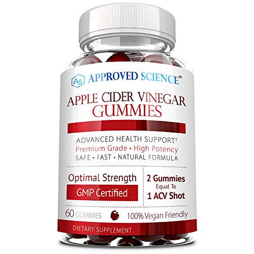 Approved Science Apple Cider Vinegar Gummies with Mother 1000mg - Boost and Support - Vegan, Non-GMO, Made in USA - 60 Gummies
