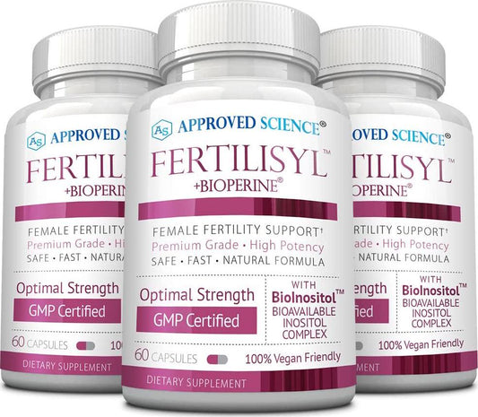 Approved Science Fertilisyl - Fertility Supplement - Support Hormones and Cycle - Prepare Body For Pregnancy - Decrease Risk Of Infertility - Prenatal Vitamins For Conception Support - 3 Month Supply