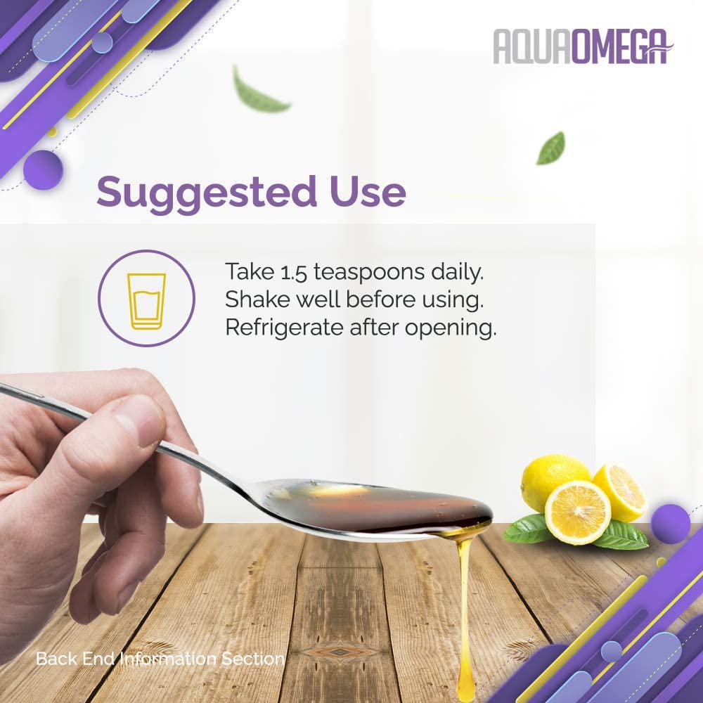 AquaOmega High DHA Omega-3 Dietary Supplement with Vitamin D, Lemon Flavor 4,500 mg of Omega-3 s per Serving