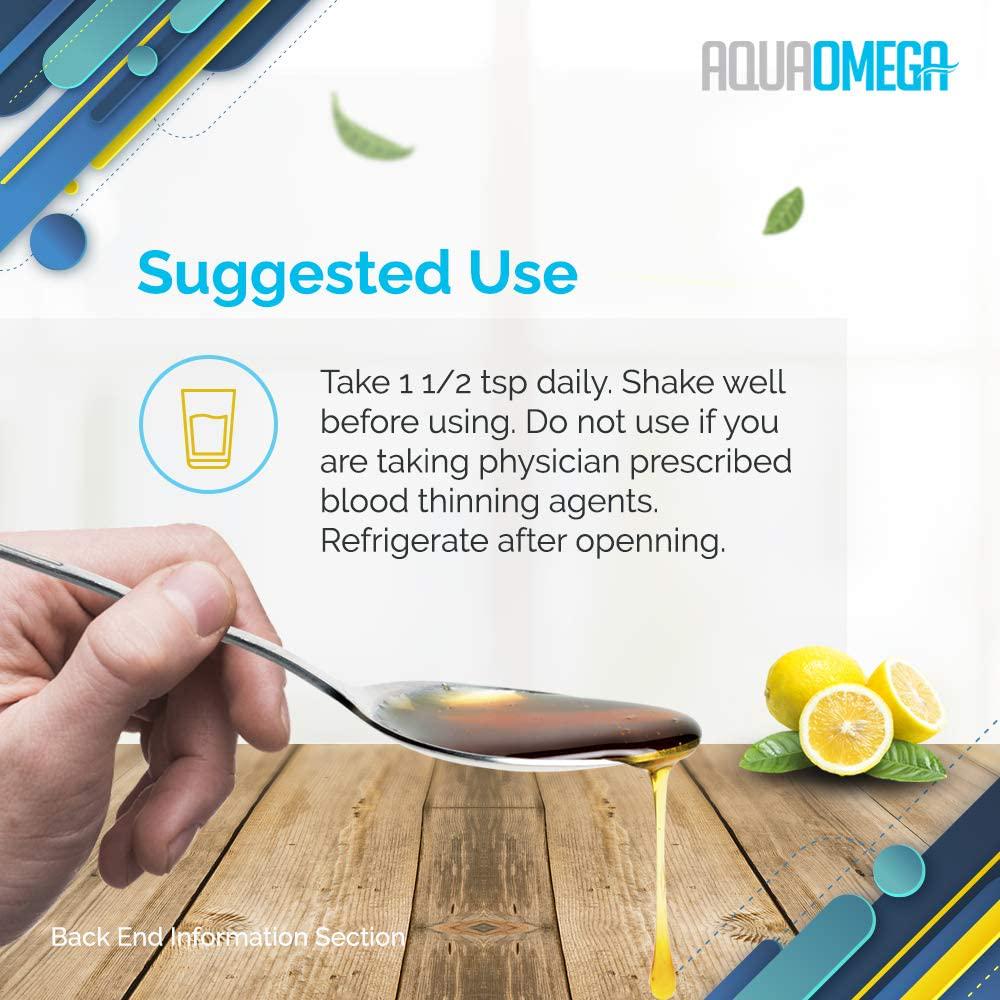 AquaOmega High EPA Omega-3 Daily Supplement, Lemon Flavor – 4,380 mg of Omega-3’s per Serving