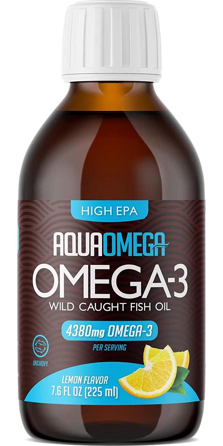 AquaOmega High EPA Omega-3 Daily Supplement, Lemon Flavor – 4,380 mg of Omega-3’s per Serving